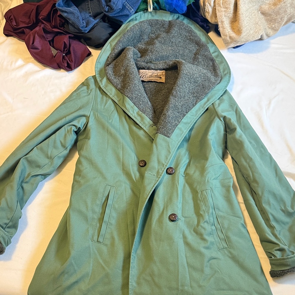 Green vintage Coat with Double Breasted Design